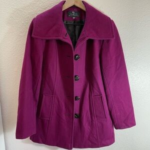 Gallery Collection Y2K Contemporary Barbiecore Magenta Wool Pea Coat Size S